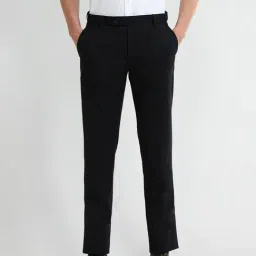 Arrow Black Relaxed fit Solid Trousers-picture-10