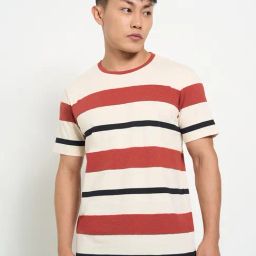 Sf Jeans By Pantaloons Beige & Red Cotton Slim Fit Printed T-Shirt-30