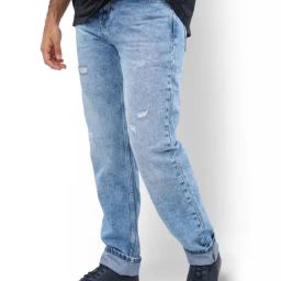 Celio* Bleached Cotton Loose Fit Distressed Distressed Jeans-image-21