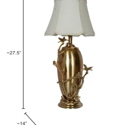 FOS LIGHTING Golden Bird And Twig Table Lamp With Scalloped Cream Shade image 5