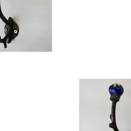 IndianShelf Brown & Blue 2 Pieces Printed Ceramic Wall Hooks-11