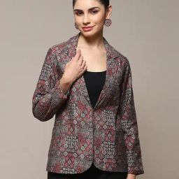 Biba Grey & Red Printed Blazer-picture-13