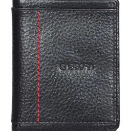 SASSORA Unlit Black & Red Small Leather Bi-Fold Notecase for Men-44