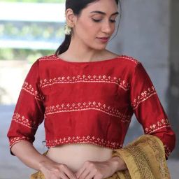 Chidiyaa Red Block Printed Blouse-image-23