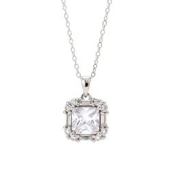 Ornate Jewels 925 Silver American Diamond Princess Cut Pendant with 18-inch Chain-image-80