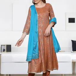 Jeff co-op Women Floral Printed Panelled Kurta with Trousers & With Dupatta-picture-27