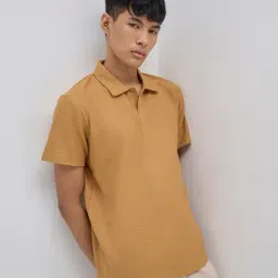 ETA by Westside Mustard Relaxed-Fit Cotton Polo T-Shirt-picture-44