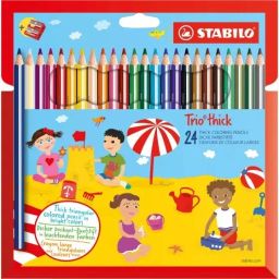 Stabilo Colour Pencil Trio thick Set with Sharpener Multicolor for Artists, Students, Hobbyists, 203/2-24 (Set of 24)-29