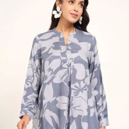 Akkriti By Pantaloons Blue Regular Fit Floral Print Tunic-image-71