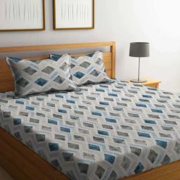 Klotthe Turquoise 400 TC Cotton Double Bedsheet with 2 Pillow Covers-image-76