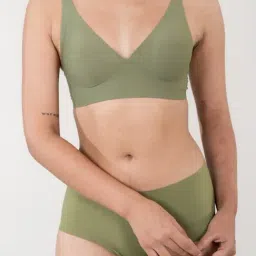 Shapercult Green Cotton Polyblend Solid Bra-picture-9