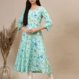 Aurelia Green Floral Print Anarkali Kurta-picture-45