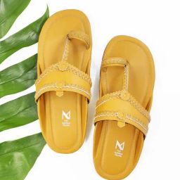 Madras Trunk Men's Desi Yellow Kolhapuri Sandals-picture-11