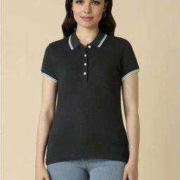 Allen Solly Black Cotton Plain T-Shirt-image-63