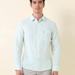 U.S. Polo Assn. Green Linen Slim Fit Shirt-image-81