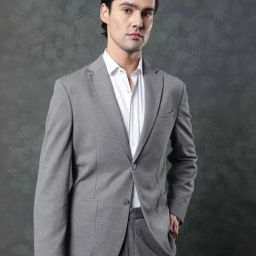 Rare Rabbit Grey Regular Fit Solid Suits-image-89