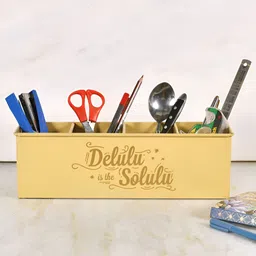 Living With Elan Yellow Typography Printed Multifunctional Desk Organisers-image-93