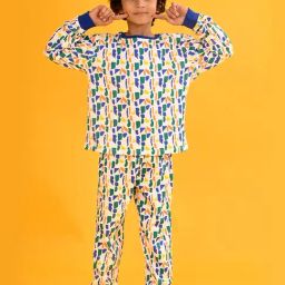 Anthrilo Boys White Printed Pyjama Set-image-58