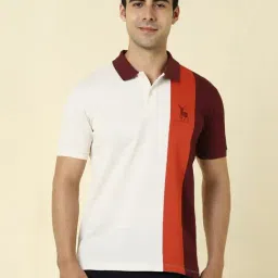 Allen Solly White Cotton Regular Fit Color-Block Polo T-Shirt-picture-38