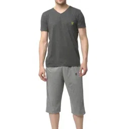 Vimal Jonney Grey Cotton Regular Fit Nightwear Set-picture-42