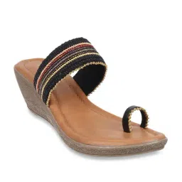 Metro Women's Black Toe Ring Wedges-picture-8