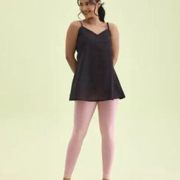 Go Colors Women's Drop Needle Ribbed Active Leggings � Mid Rise, Spandex Waistband, Baby Pink-image-80