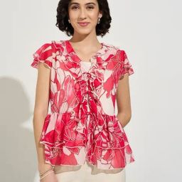 Honey By Pantaloons Red Comfort Fit Printed Top-image-56