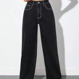 Broadstar Black Relaxed Fit High Rise Jeans-image-125