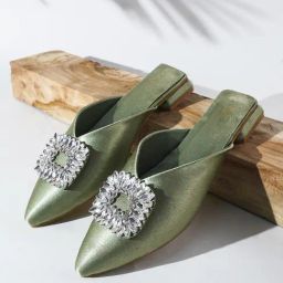 The White Pole Women's Green Mule Shoes-image-51