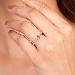 GIVA 92.5 Sterling Silver Red Radiance Minimal Ring-image-15