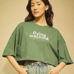 Flying Machine K-Street X Relaxed Cropped Washed T-Shirt-image-21