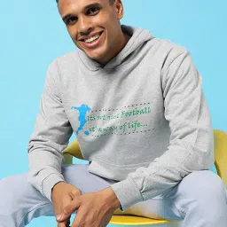 Campus Sutra Grey Cotton Regular Fit Printed Hooded Sweatshirt-image-19