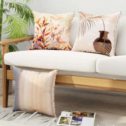 Bianca Suzane Earthy & Beige Micro Fiber Reversible Printed Cushion Covers - Set of 3-61