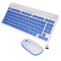 Zebronics Wireless Keyboard & Mouse Set White & Blue 90 Keys 2.4 GHz, ZEB-Companion 114-16