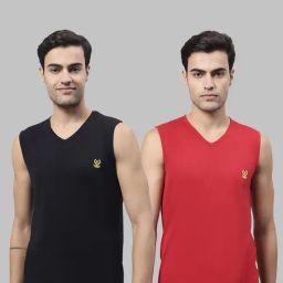 Vimal Jonney Black & Red Sleeveless Lounge T-Shirt - Pack of 2-picture-20