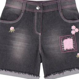 Cutecumber Kids Black Embroidered Shorts-image-46