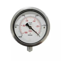 Japsin Instrumentation Industrial Capsule Vacuum Gauge Analog Display -1000 mm Wc to 0 Range 100 mm Dial Size for Industrial Use-51