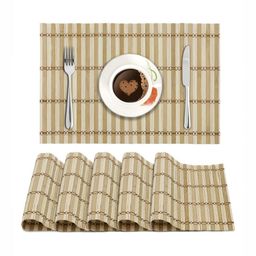 HOKIPO Beige & Brown 6 Pieces Water-Resistant Rectangular Table Placemats-25