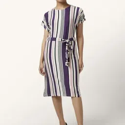 Annabelle by Pantaloons Purple & Pink Striped Shift Dress-image-74