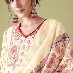 Anouk Indie Floral Print Kurta with Trousers & With Dupatta image 2