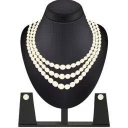 Sri Jagdamba Pearls White Alloy Classic Necklace & Earring Set-image-31