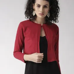 Style Quotient Wine Cotton Shrug-89