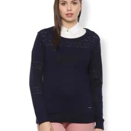 Van Heusen Navy Textured Sweater-image-44