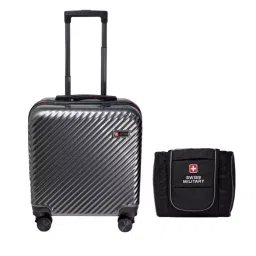 SWISS MILITARY Luggage Bag & Makeup Pouch Combo 33 L & 5 L Grey ABS, LTB8_TB6-image-82