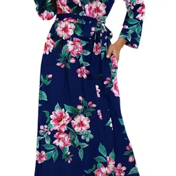 XPIOX Women Floral Printed Satin Robe-picture-22