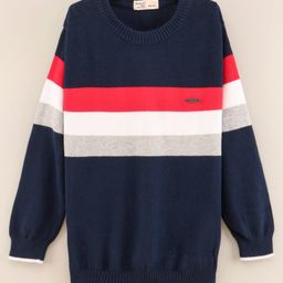 Smarty Boys Full Sleeves 100% Premium Cotton Flat Knit Sweaters - Navy Blue-image-20