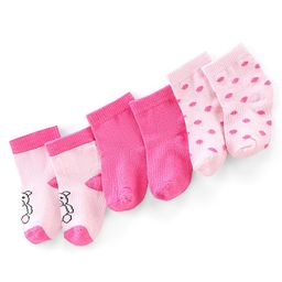 Doodle Poodle 100% Cotton Rich Ankle Length Teddy Design Socks Pack of 3 - Pink-image-61
