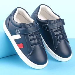 Babyoye Casual Shoes with Velcro Closure & Side Strip- Blue-image-79