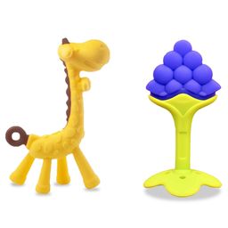 Chinmay Kids Silicone Baby Teether Giraffe and Stand Shape Baby Teething Toy Cartoon BPA Free Teether Yellow & Blue-14
