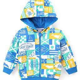 Babyhug Full Sleeves Front Open Printed Sweat Jacket with Hood &  Zipper - Multicolour-picture-11